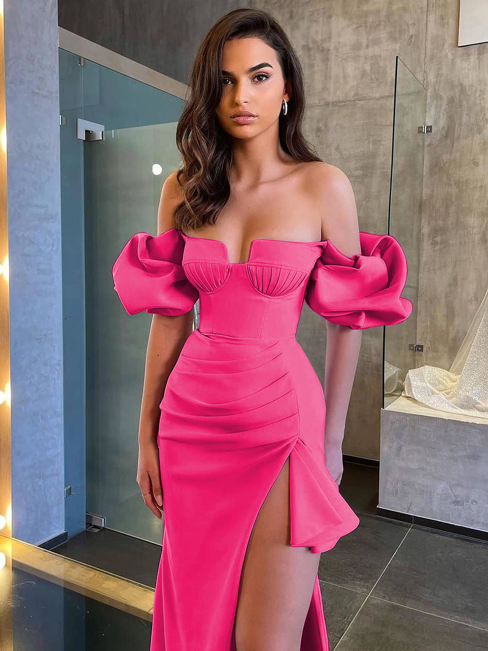 Robe de pansement de lanterne couleur solide pour femmes