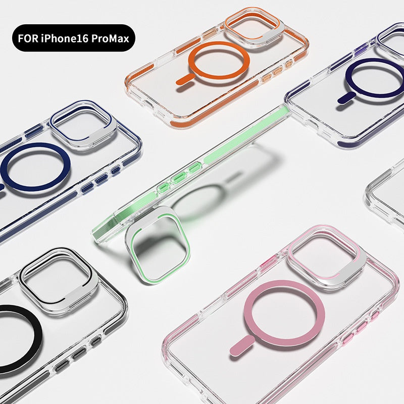 Cas de téléphone magnétique transparent avec boîtier de protection de film de lentille