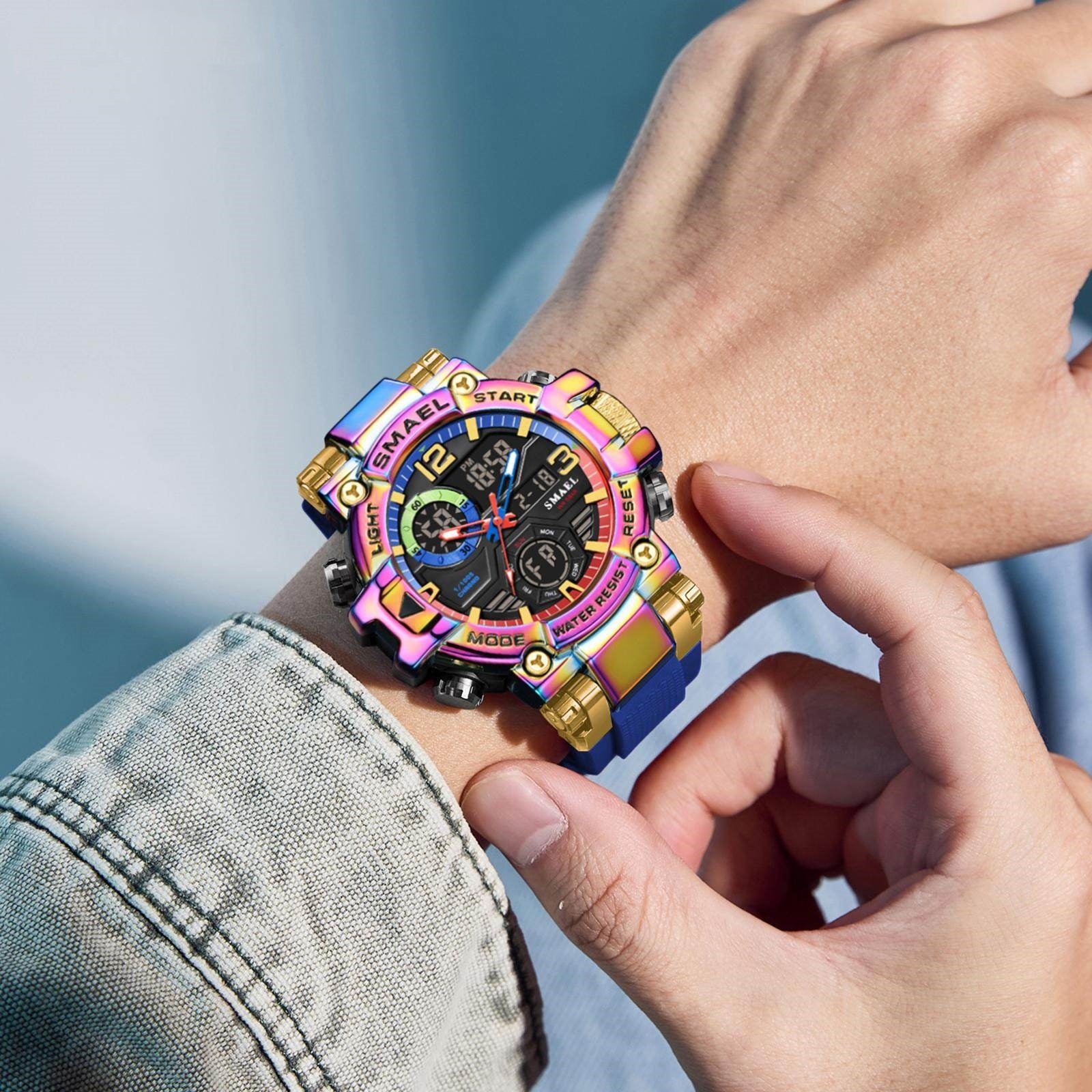 Homme Alliage Multicolore Multi-Function Dual-Display Sports Watch