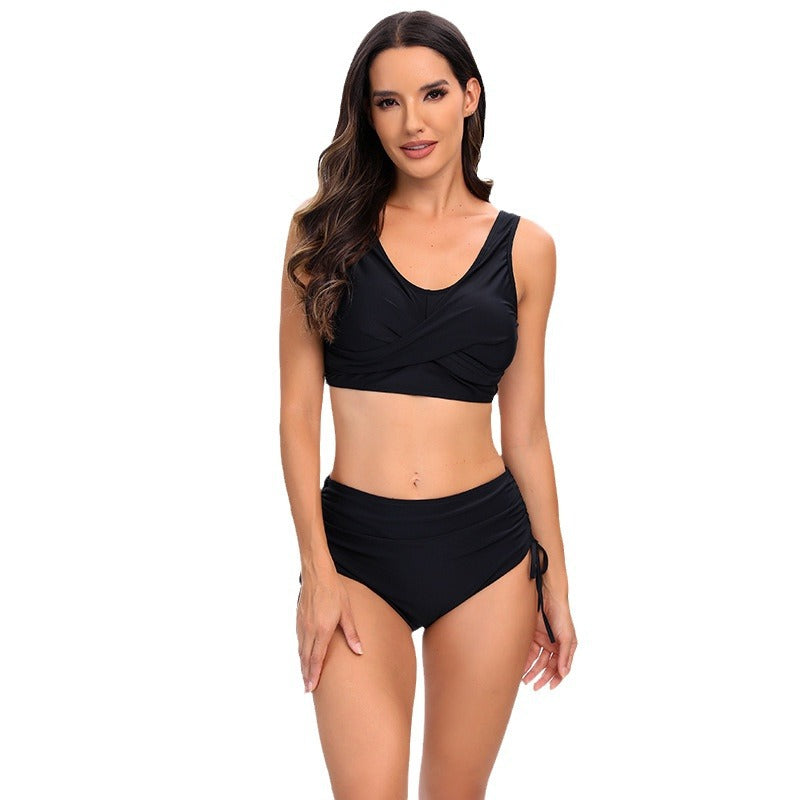 Robe de bain bikini bicolore bicolore sans dos en deux parties