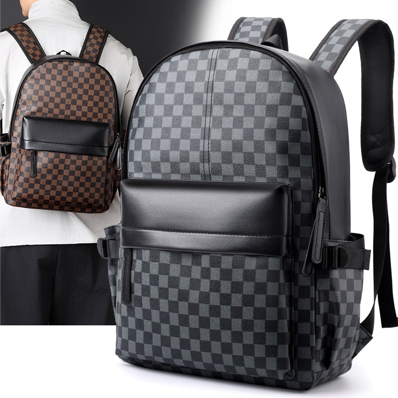 Tendances d'affaires vérifié sac à dos Tout-appariement Casual