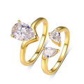 S925 Argent plaqué or 7x9mm Pear Moissanite set de mariage 1.75ct D Couleur VVS1 Open Band US