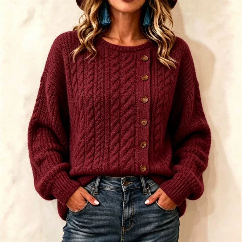 T-shirt à manches longues avec boutons pour femmes