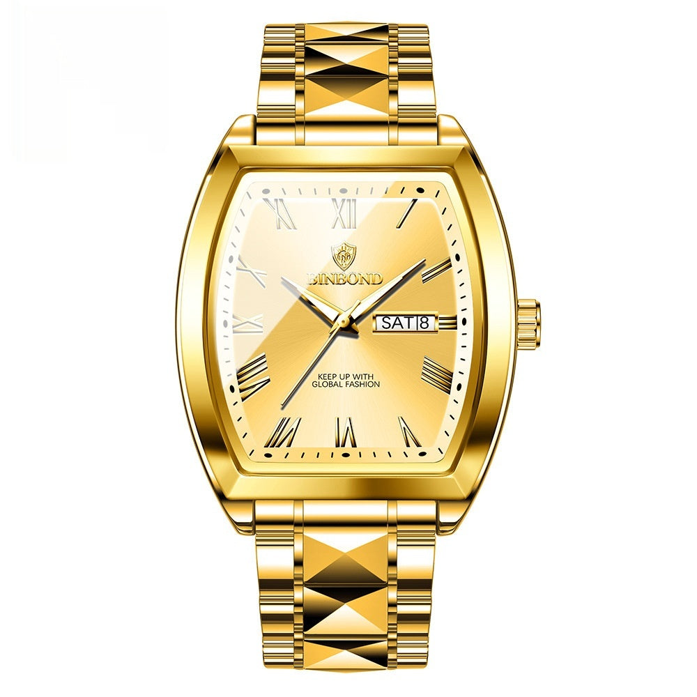 Dual Calendar pour hommes Montre à quartz lumineux