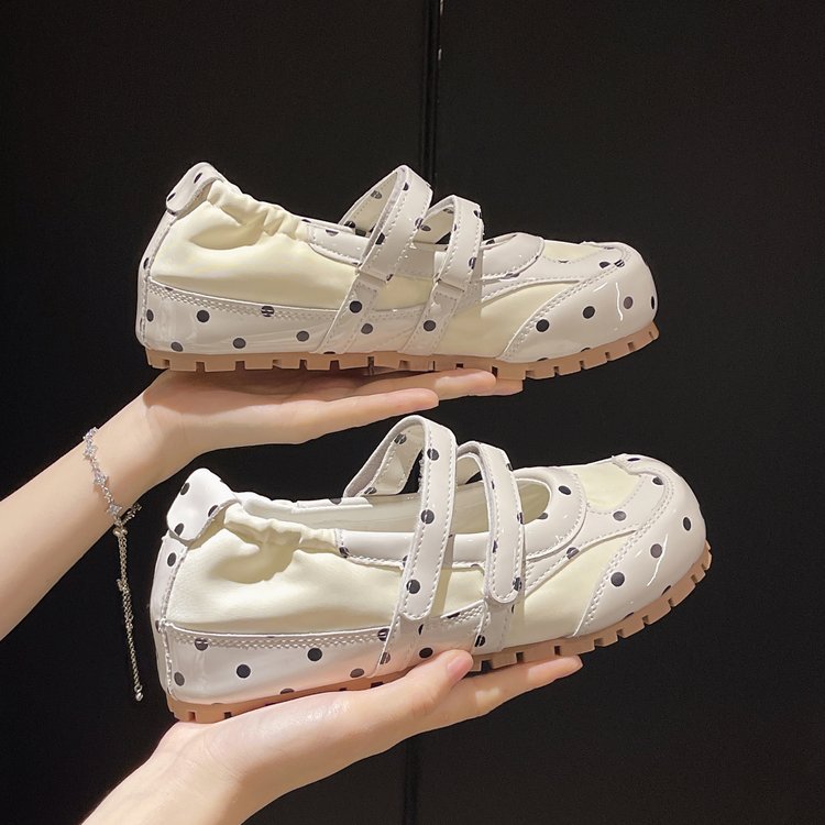 Femmes Sweet Polka Dot Velcro Allemand Chaussures de formation Robe de printemps Matching Fashionable Versa