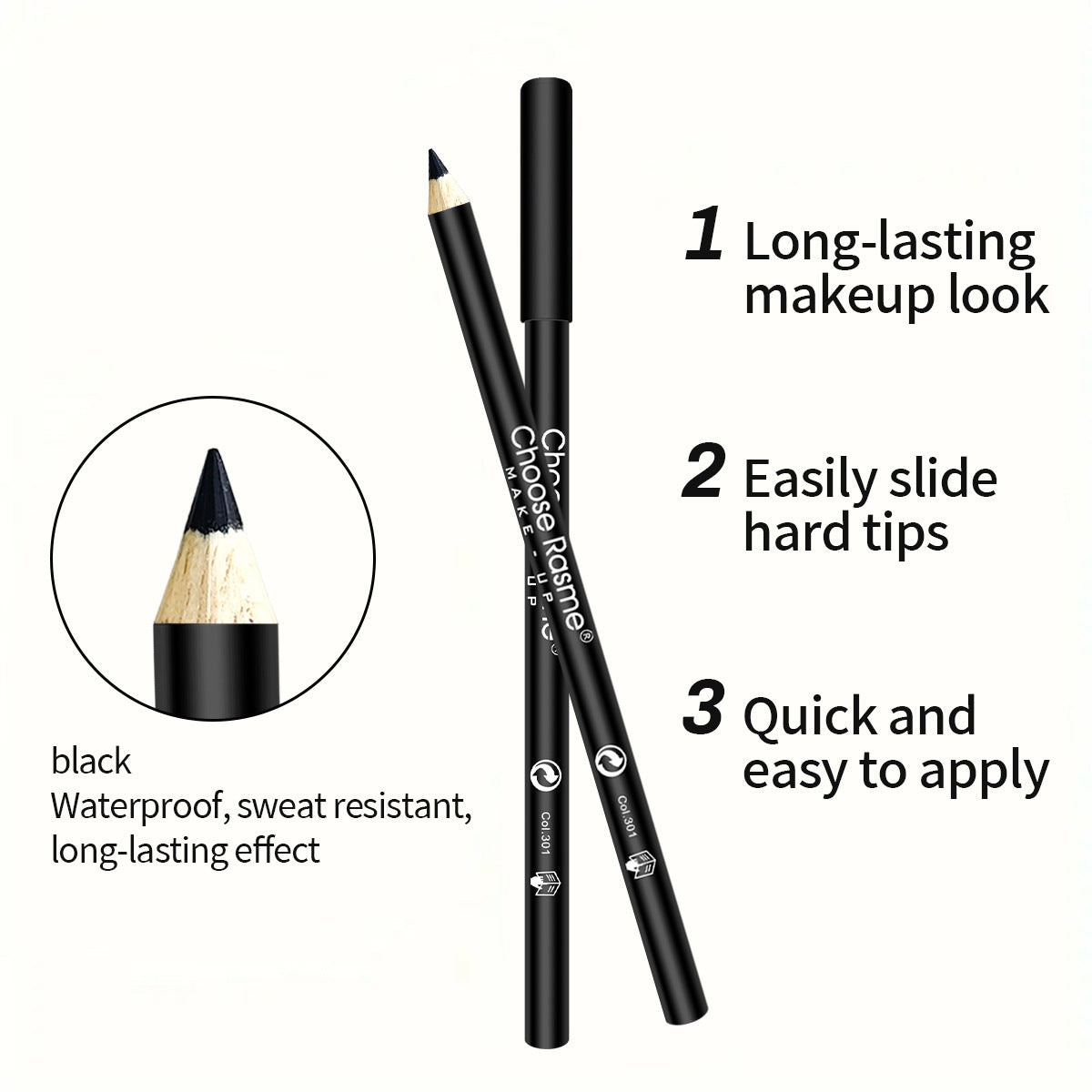 Brode en bois noir Eyelinersmooth Intensément pigmenté Ultra-fine longue durée imperméable Et