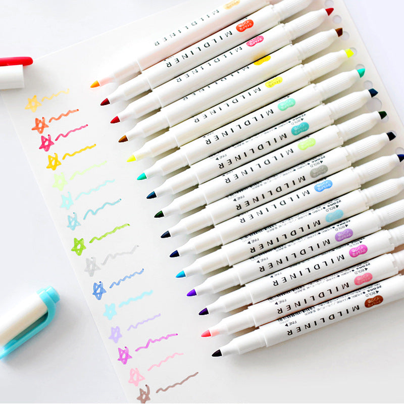 Stylo de marquage de couleur double tête élégant et doux