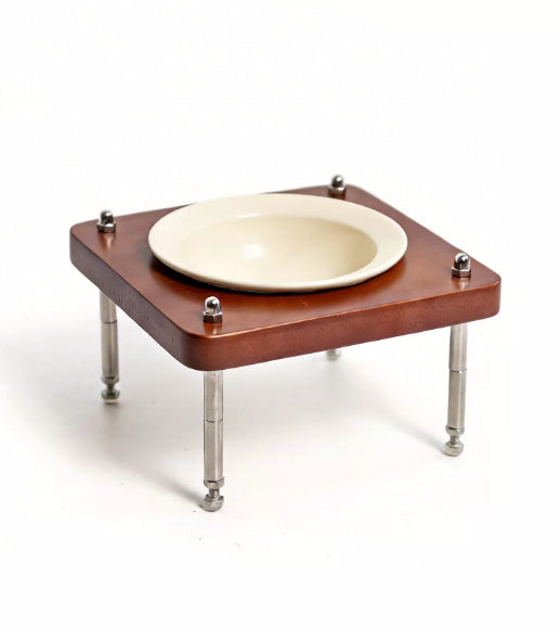 Bol pour animaux de compagnie en bois massif avec hauteur réglable et angle pour le soutien du cou