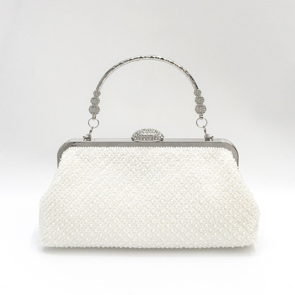 Sac d'embrayage en perles fines de couleur unie