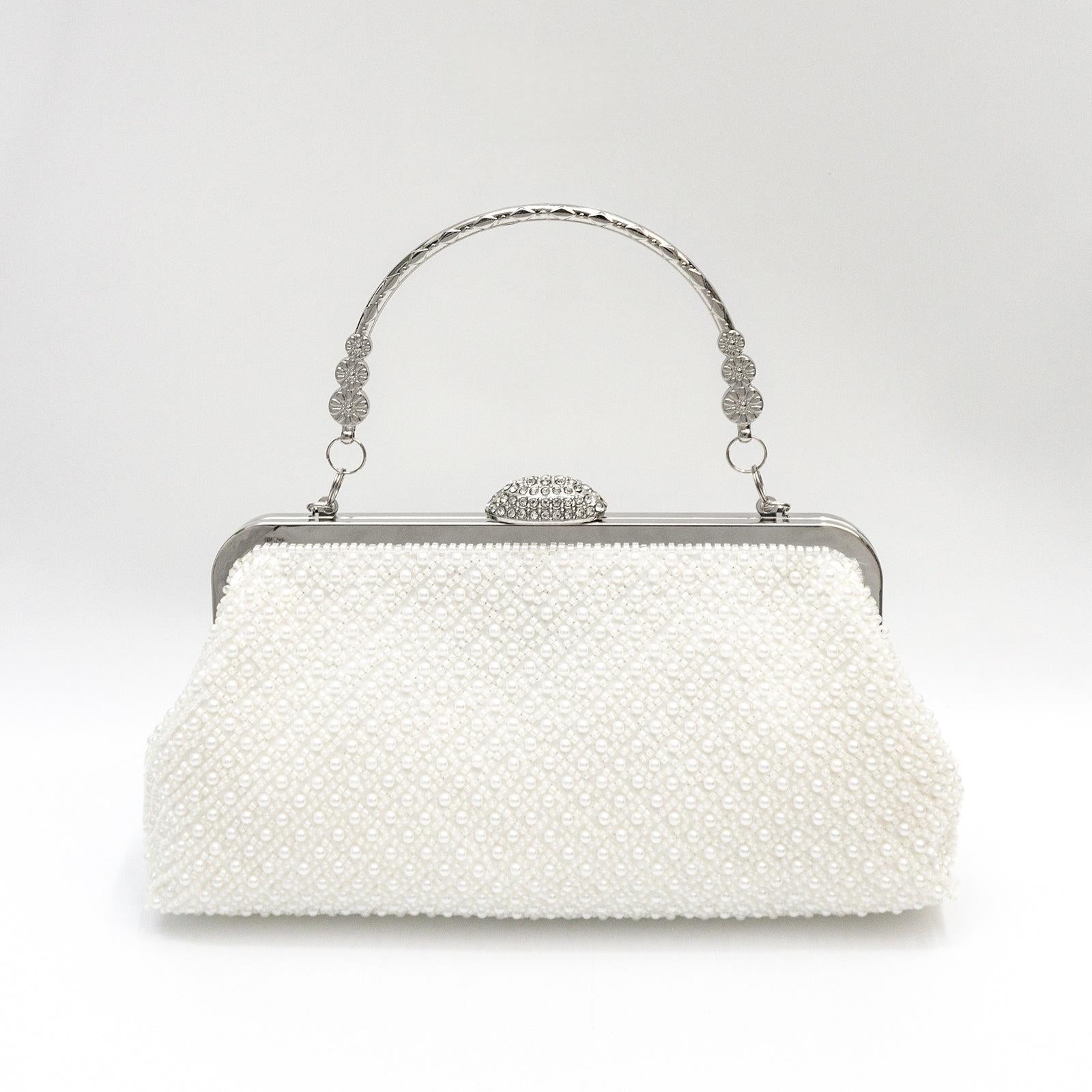 Sac d'embrayage en perles fines de couleur unie