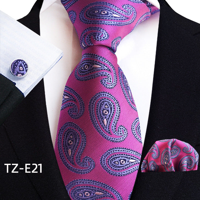 Paisley Tie Square Scarf Pocket Square Cufflinks Ensemble de trois pièces