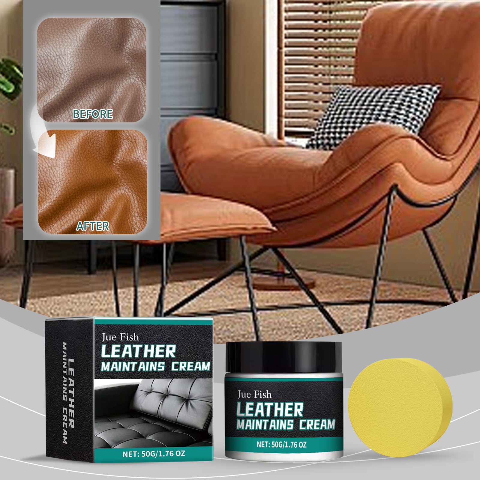 Crème de soins en cuir 50g bouteille-1 éponge1box