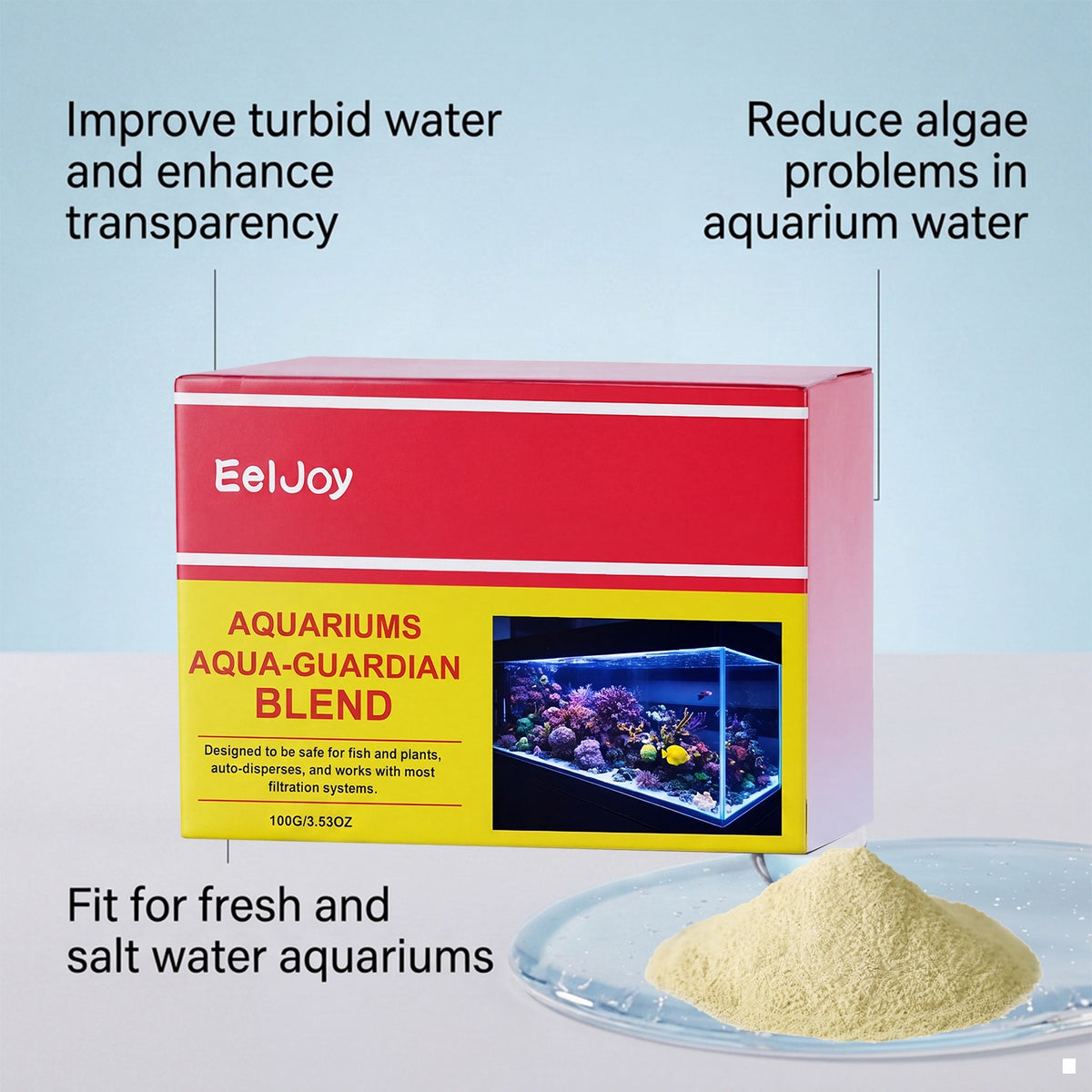 Eeljoy Aquarium Guardian Eau douce et eau de mer Effacer la tache universelle et les algues Supprimer