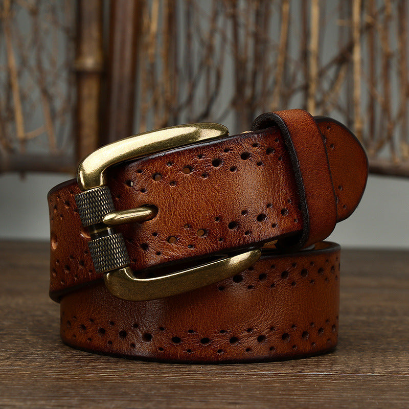Ceinture d'épingle de première couche pour ceinture en cuir mengénien pour Jeans