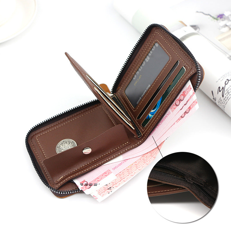 Portefeuille homme court Casual Zipper Pièce Purse