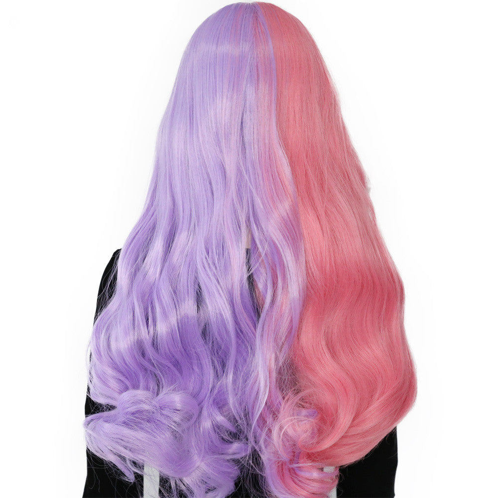 Ladys bicolores cheveux bouclés long Perruque
