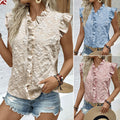 European and American Tiktok Amazon Summer Women's Vest Pullover Ruffled Jacquard Short-Sl