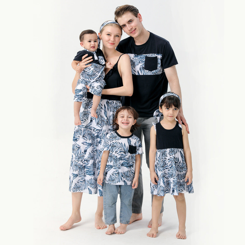 Cotton Famille Fashion Print Jupe longue Composition parent-enfant