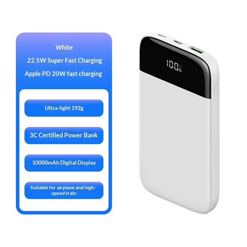 Ultra-thi Portable 10000 Mah Power Bank avec affichage numérique Et le Chargi rapide bidirectionnel