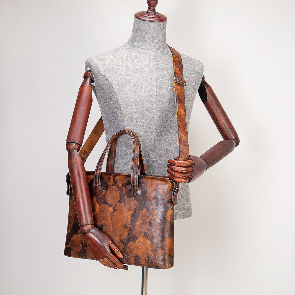 Porte-monnaie en cuir vintage pour homme Affaires tendance Sac à main informatique 14 pouces