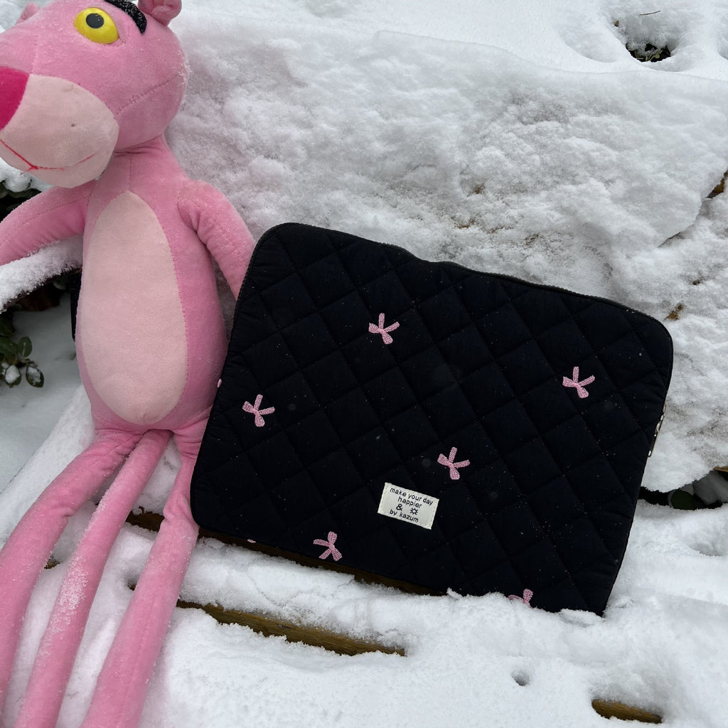 Mignon Rhombus Brodé Bow Notebook Sac de stockage