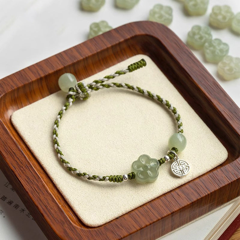 Naturel Hetian Jade Plum Blossom Bracelet