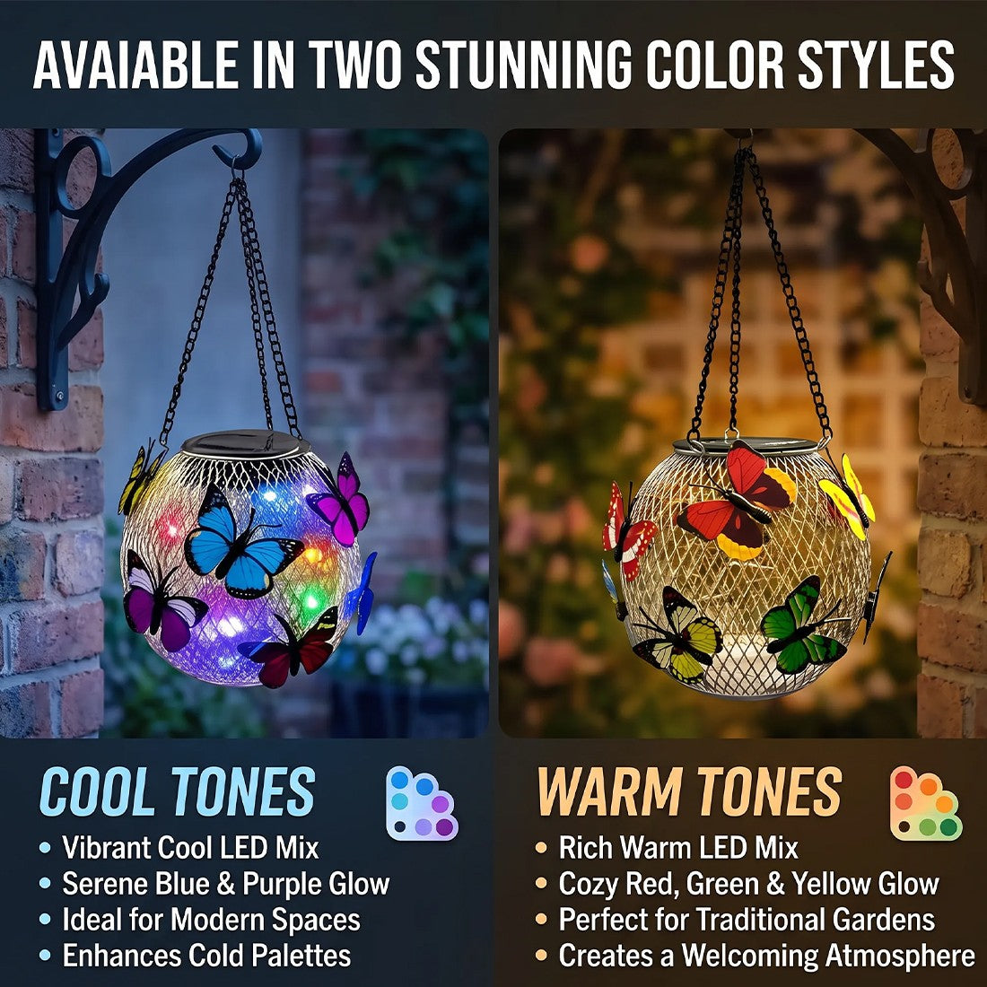 2pcs Solar Pendant Light Mesh Orb Yard Garden Decor