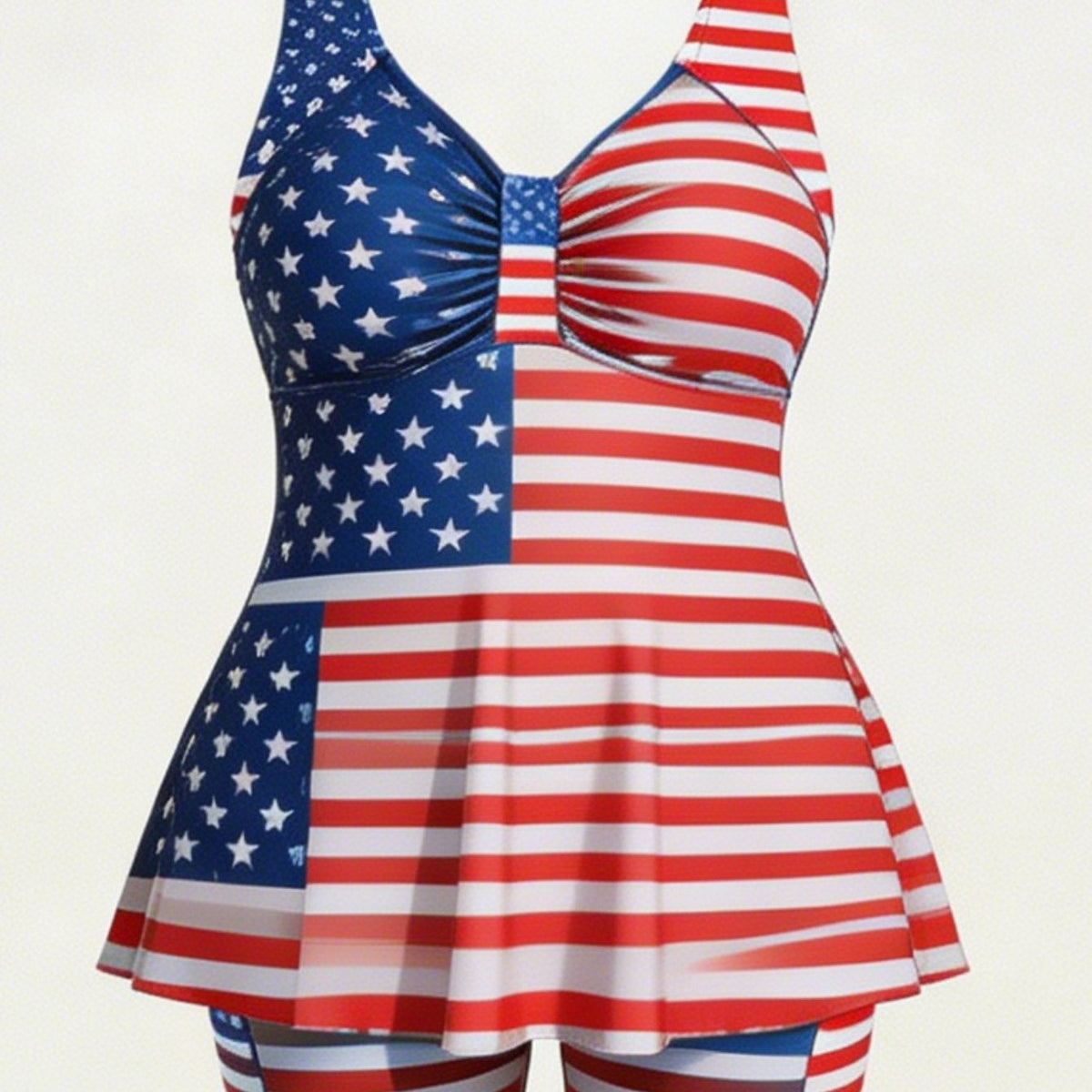 Women's Modest Tummy-covering Figure-flattering Printed Two-piece Swimsuit