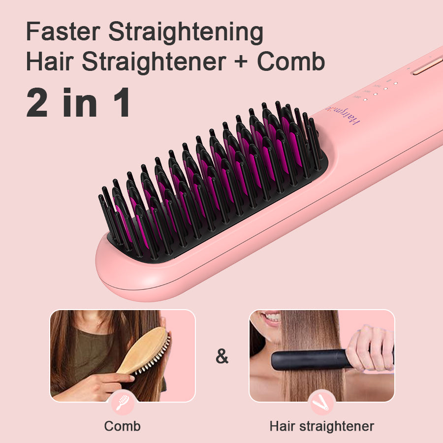 Portable USB sans fil rechargeable hommes barbe brosse de redresseur de cheveux sans fil Mini 2 en 1