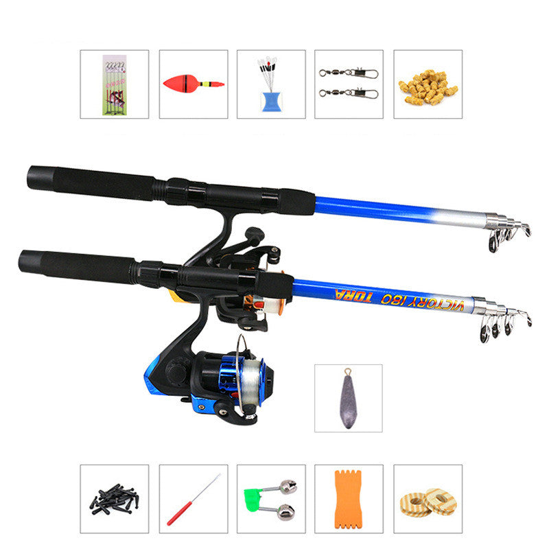 Sac d'accessoires portatifs Set de tige de pêche débutant ultra-léger et rétractable