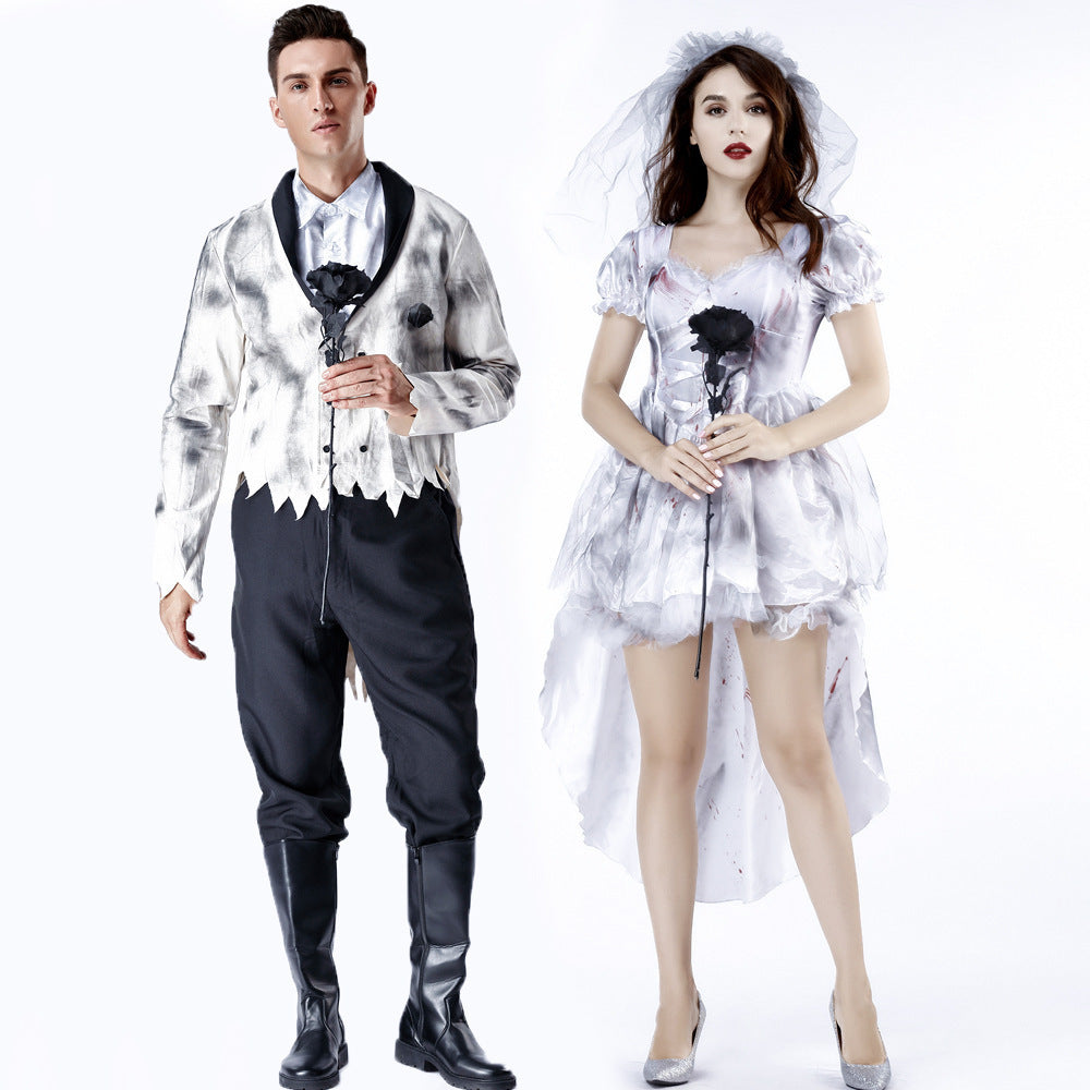 Déguisement d'Halloween Horreur couple amour spirituel Cosplay vêtements