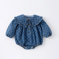 Robe en une seule pièce pour enfant Denim Romper Triangle style Crawling Suit Girls