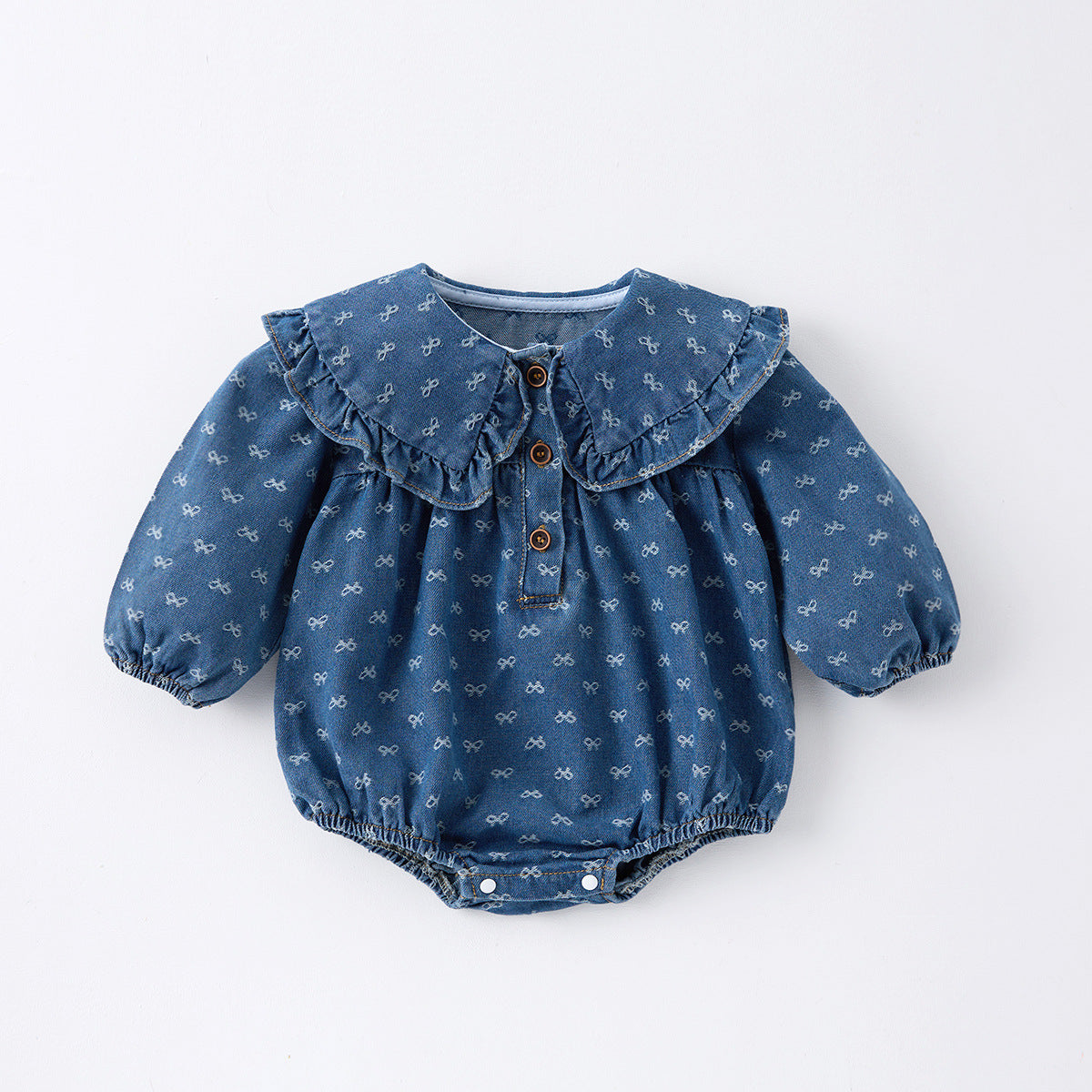Robe en une seule pièce pour enfant Denim Romper Triangle style Crawling Suit Girls