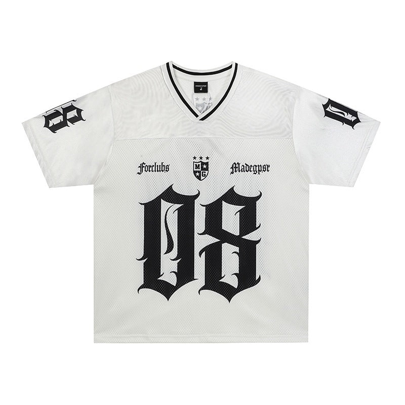 Retro Style Creative Digital Sports Jersey avec une manches courtes Mesh
