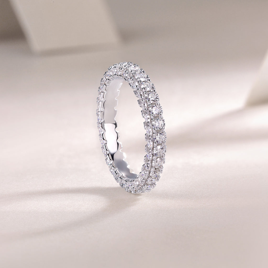 S925 Argent 2.2g Anneau de Moissanite plaqué platine