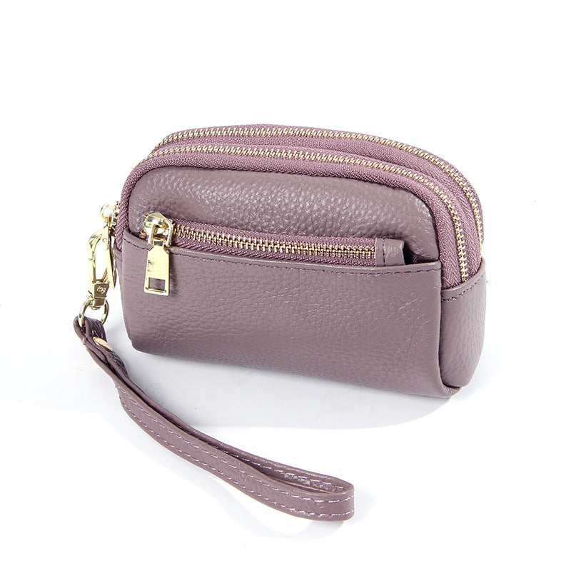 Minimalist Mini poche en cuir avec trois fermetures à glissière