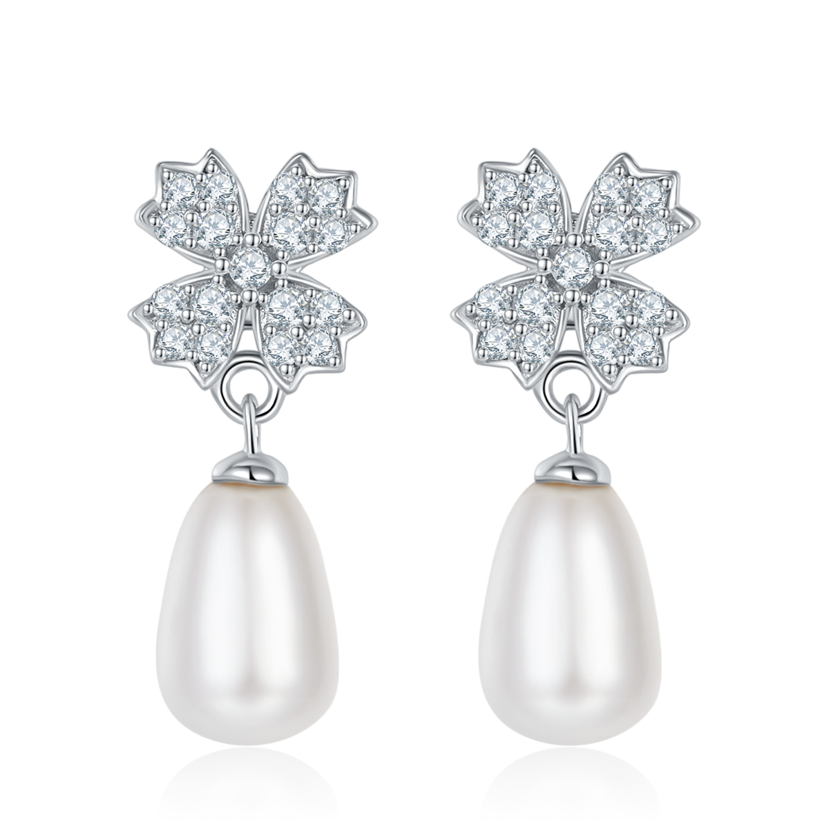 S925 Boucles d'oreilles en perles d'eau douce naturelles en argent sterling