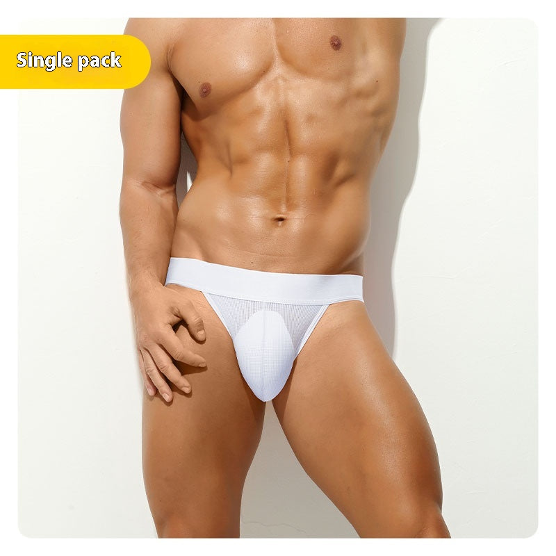 Sous-vêtements confortables translucides à faible taille pour hommes couleur pure