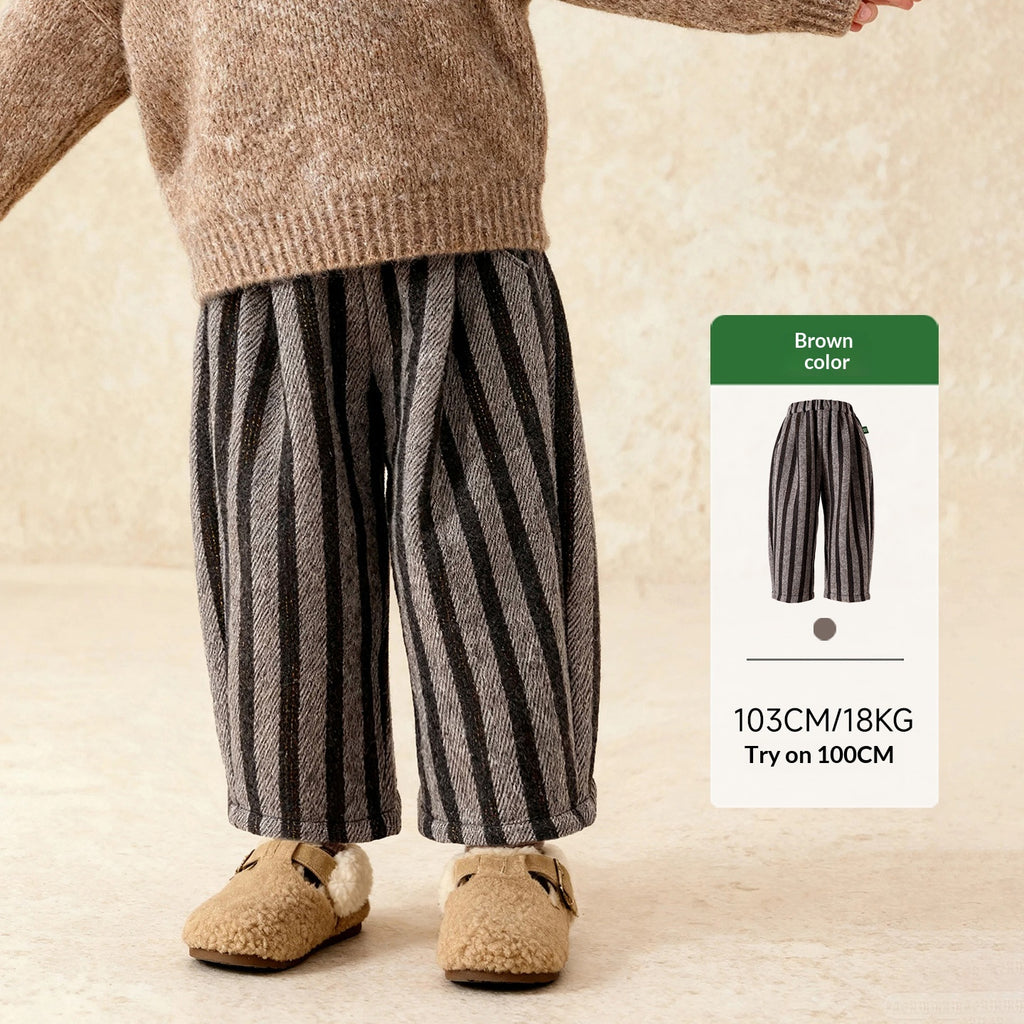 Pantalons rayés pour enfants Pantalons polyvalents et chauds
