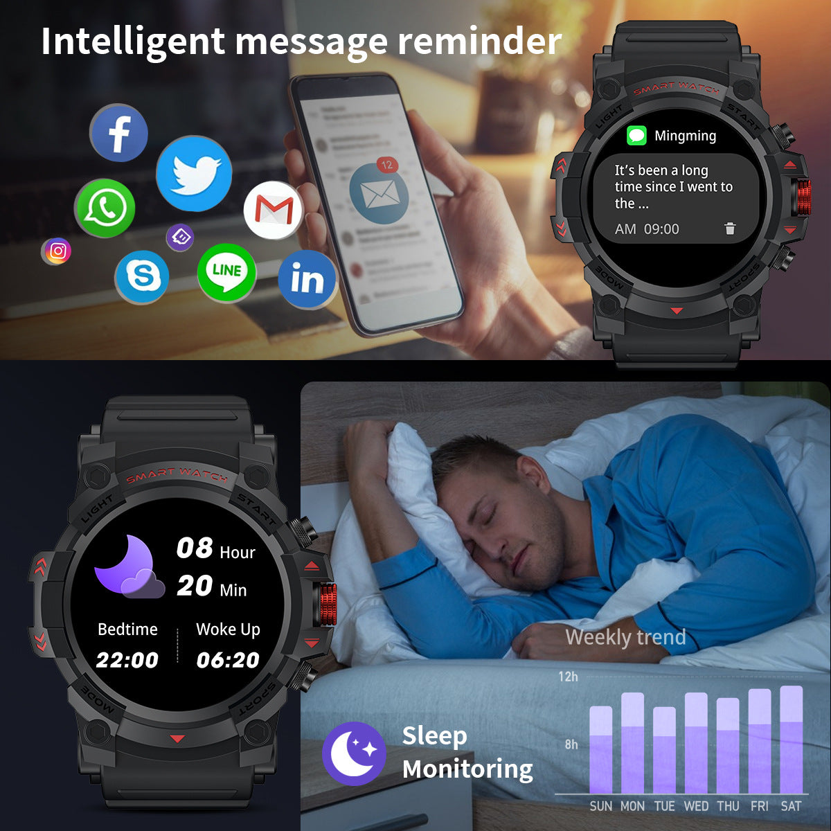 Smart Watch multifonctionnel avec capacité d'appel et surveillance de la santé
