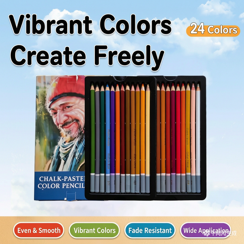 Ensemble de crayon couleur 24 couleurs à base d'huile et soluble dans l'eau