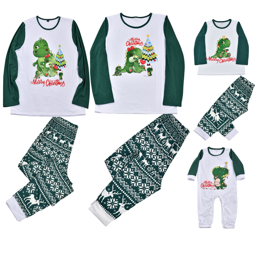 Famille European and American Christmas Parent-child Printed Pajamas Set