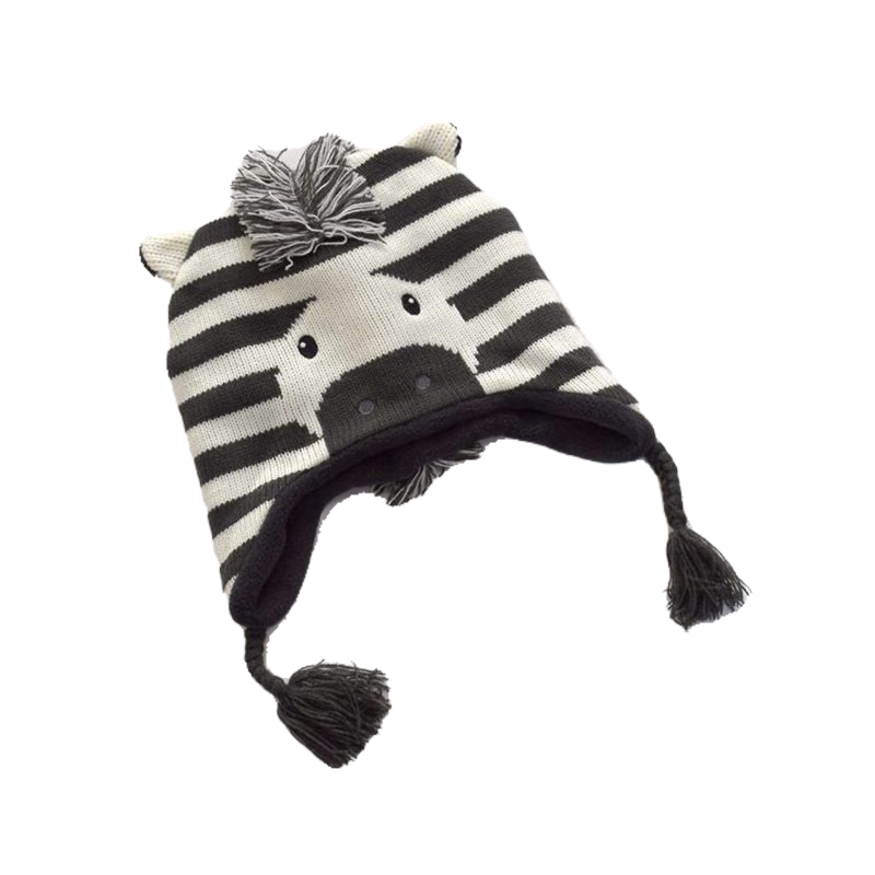 Chapeau d'hiver tricoté en peluche Chapeau de caricature pour bébé Garçon chaud et preuve du vent