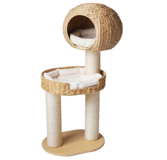 Green Song Woven Cat Climbing Frame with Thick Posts Cat Tree Cat Bed and Scratching Post