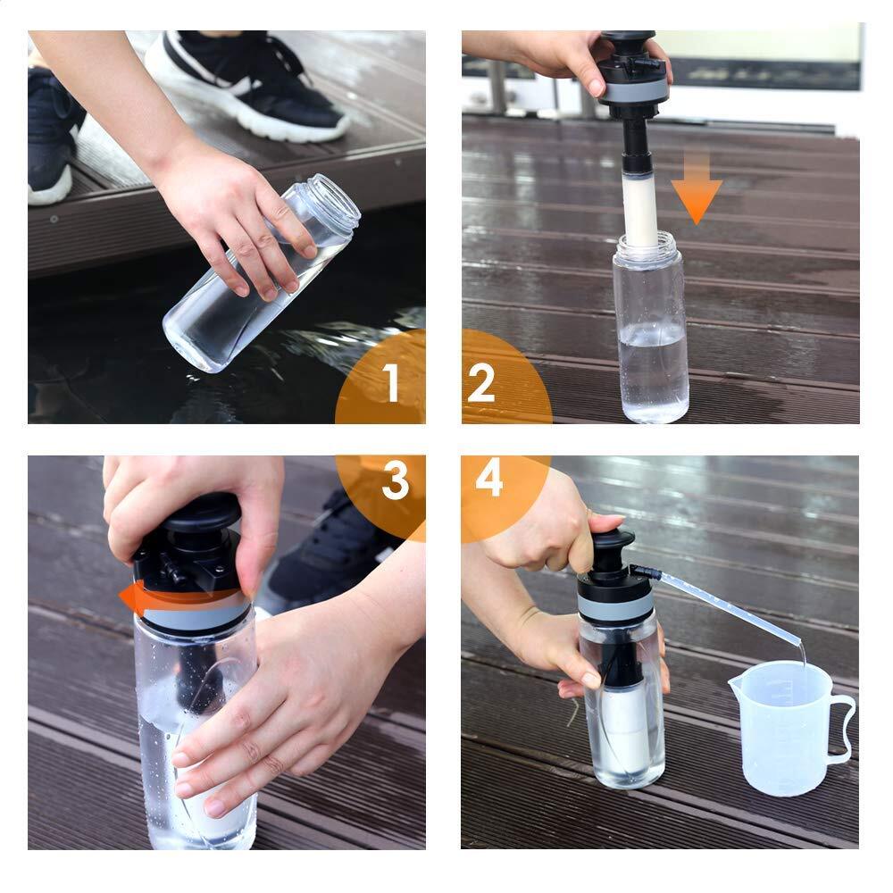 Bouteille d'eau filtrée de 26 oz de 750ml avec paille de filtre pour camping en plein air