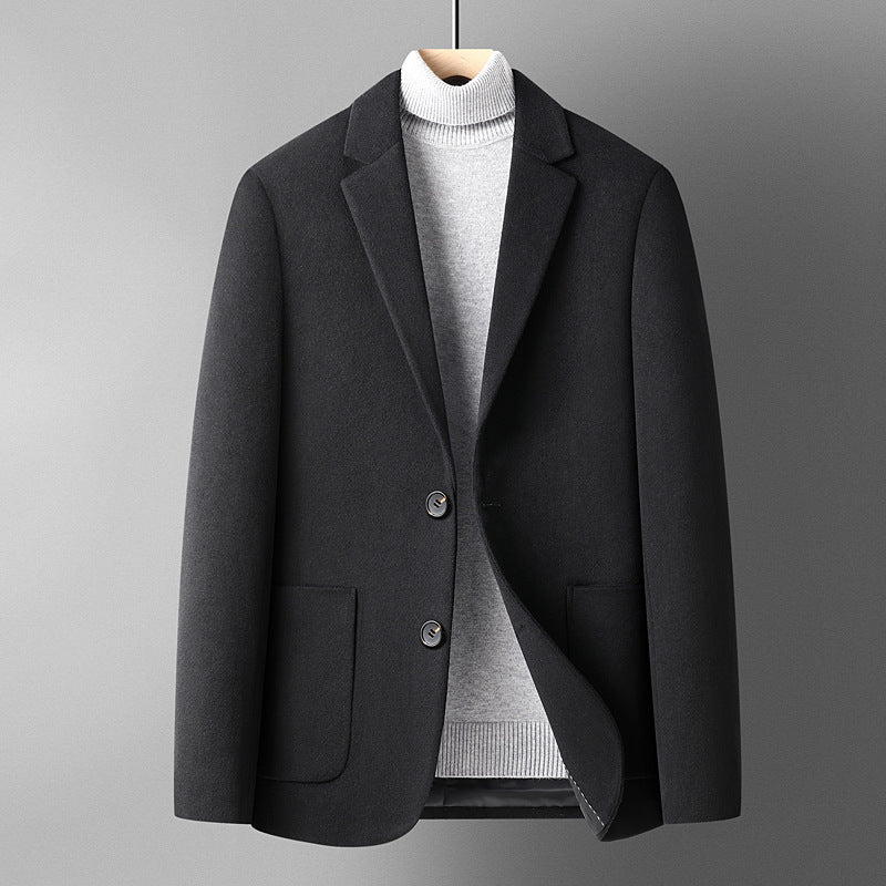 Automne et hiver Couleur solide Laine courte Woolen costume homme