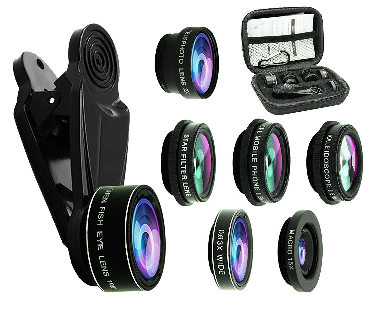 Fisheye Wide-angle Macro Telephoto Polarized 7pcs Téléphone portable Lens