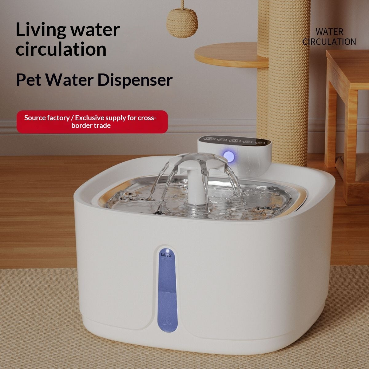 Fontaine d'eau pour animaux intelligents Distributeur d'eau sans fil en acier inoxydable