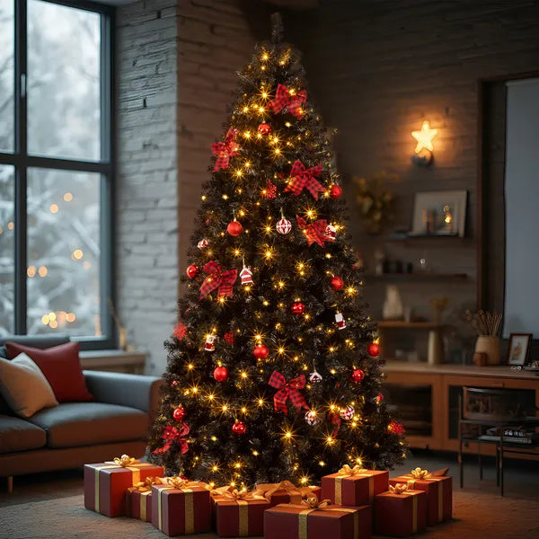 7.5 FT Arbre de Noël artificiel avec bricolage 350 lumières LED blanches chaudes
