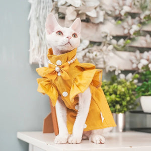 Breathable pure cotton casual dress for cats
